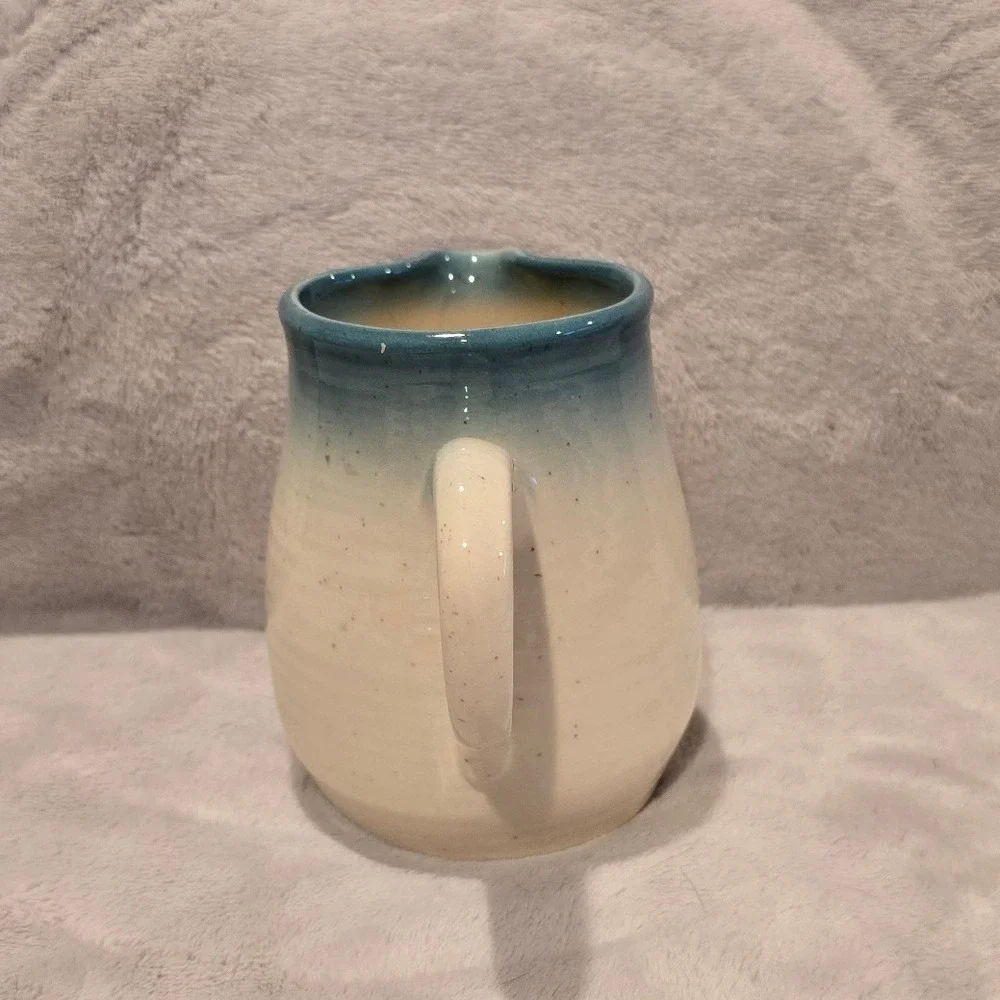 Franciscan USA Creamer Pitcher Blue Cream Ombre Speckled Stoneware Made USA 4.5